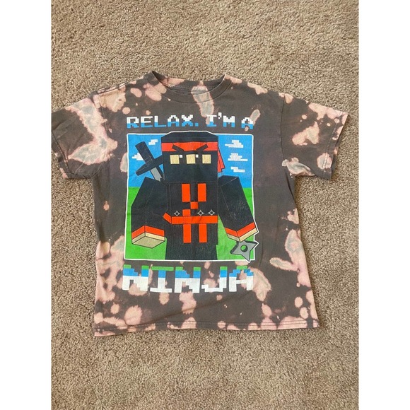 Children’s Roblox Tee - Ninja - Acid Wash - Bleach Splatter - size 10/12 - Picture 2 of 4